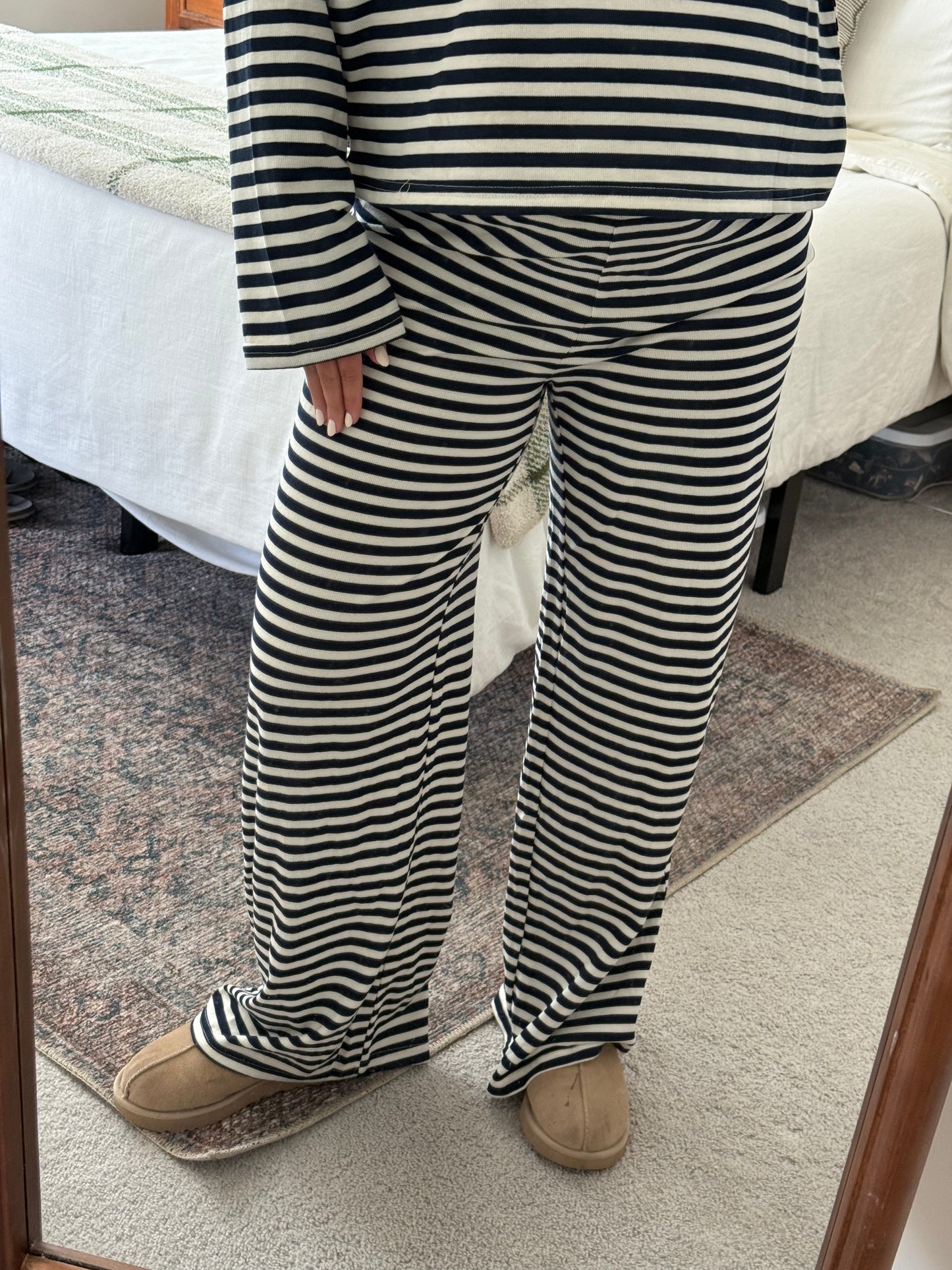 Navy Striped Pants