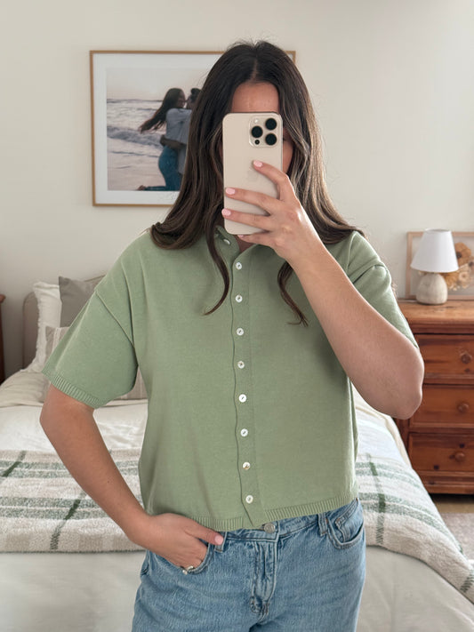 Hazel Knit Tee, Sage
