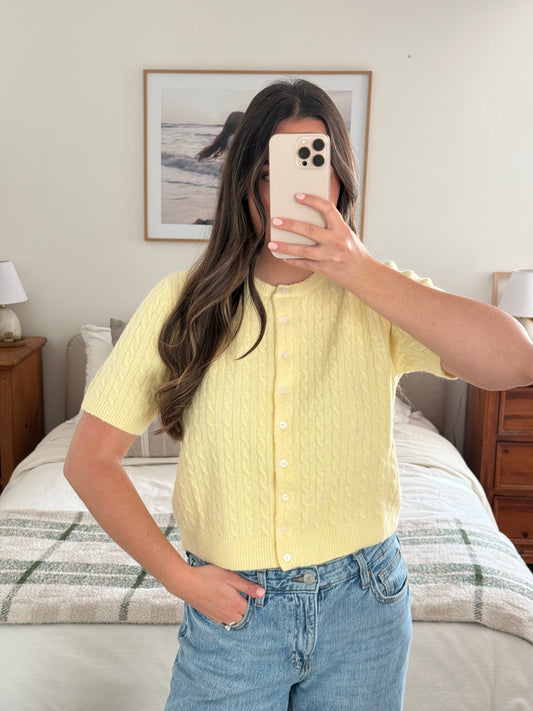 Sunshine Cable Knit Tee, Butter Yellow
