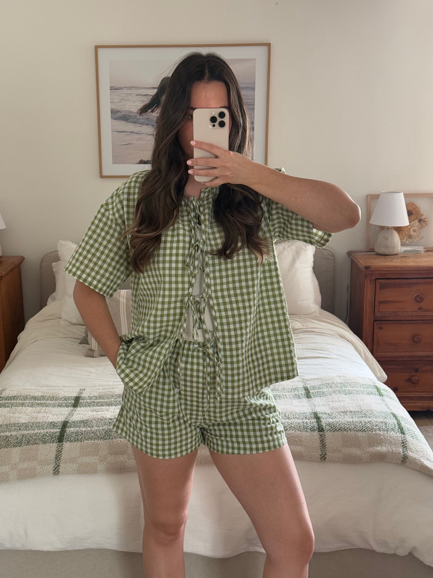 Summer Picnic Plaid Shorts, Green