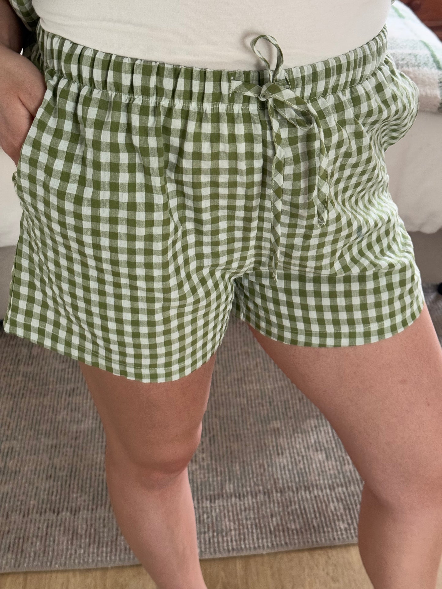 Summer Picnic Plaid Shorts, Green