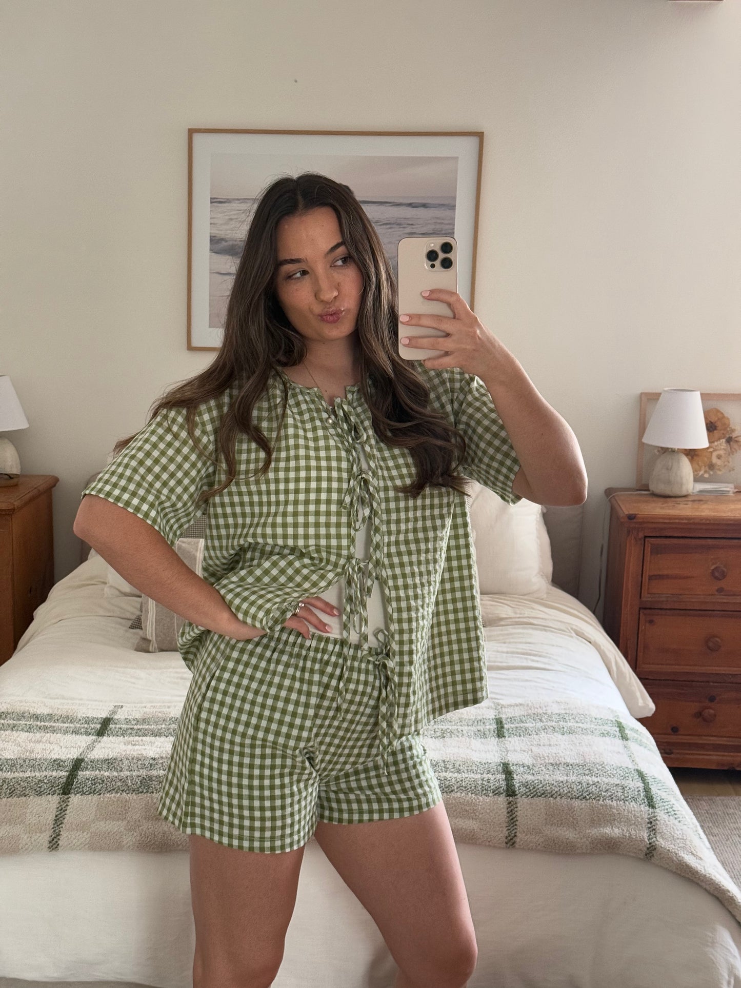 Summer Picnic Plaid Shorts, Green