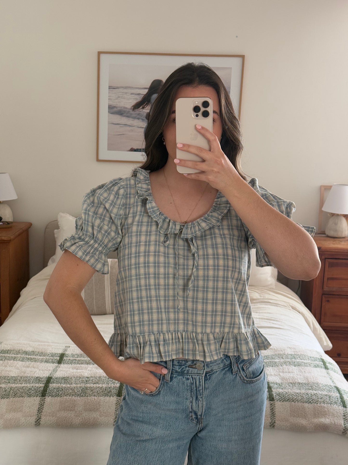 Alice Plaid Blouse, Blue