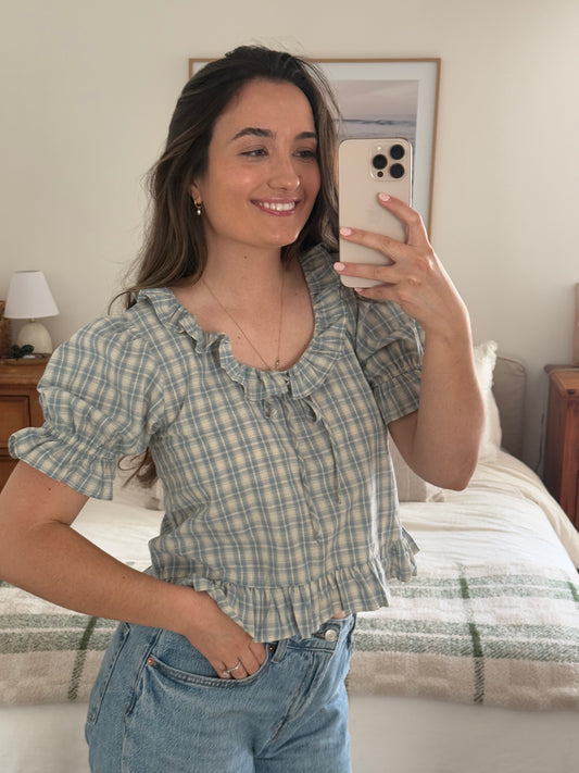 Alice Plaid Blouse, Blue