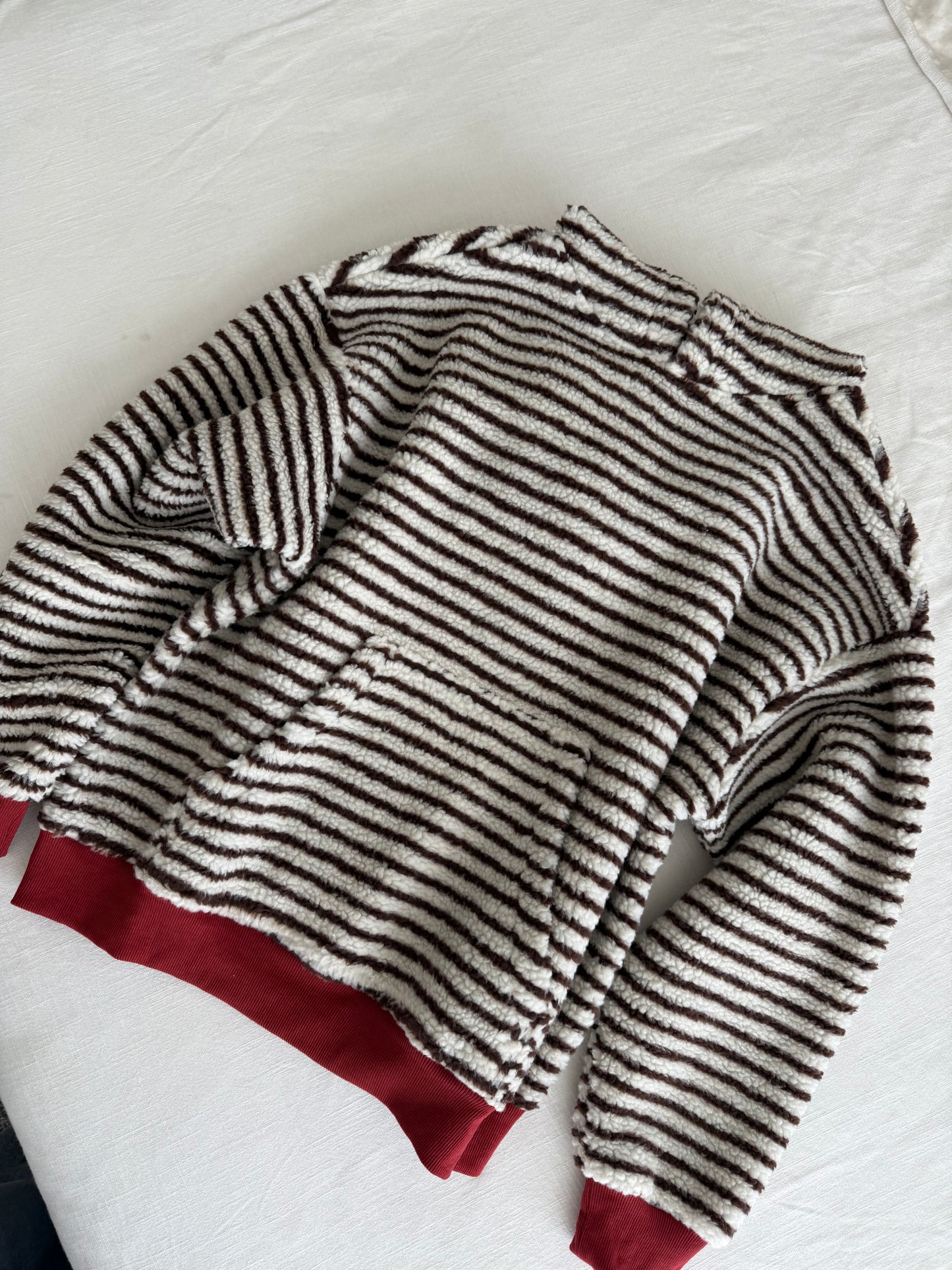 Teddy Striped Hoodie, Brown & Red