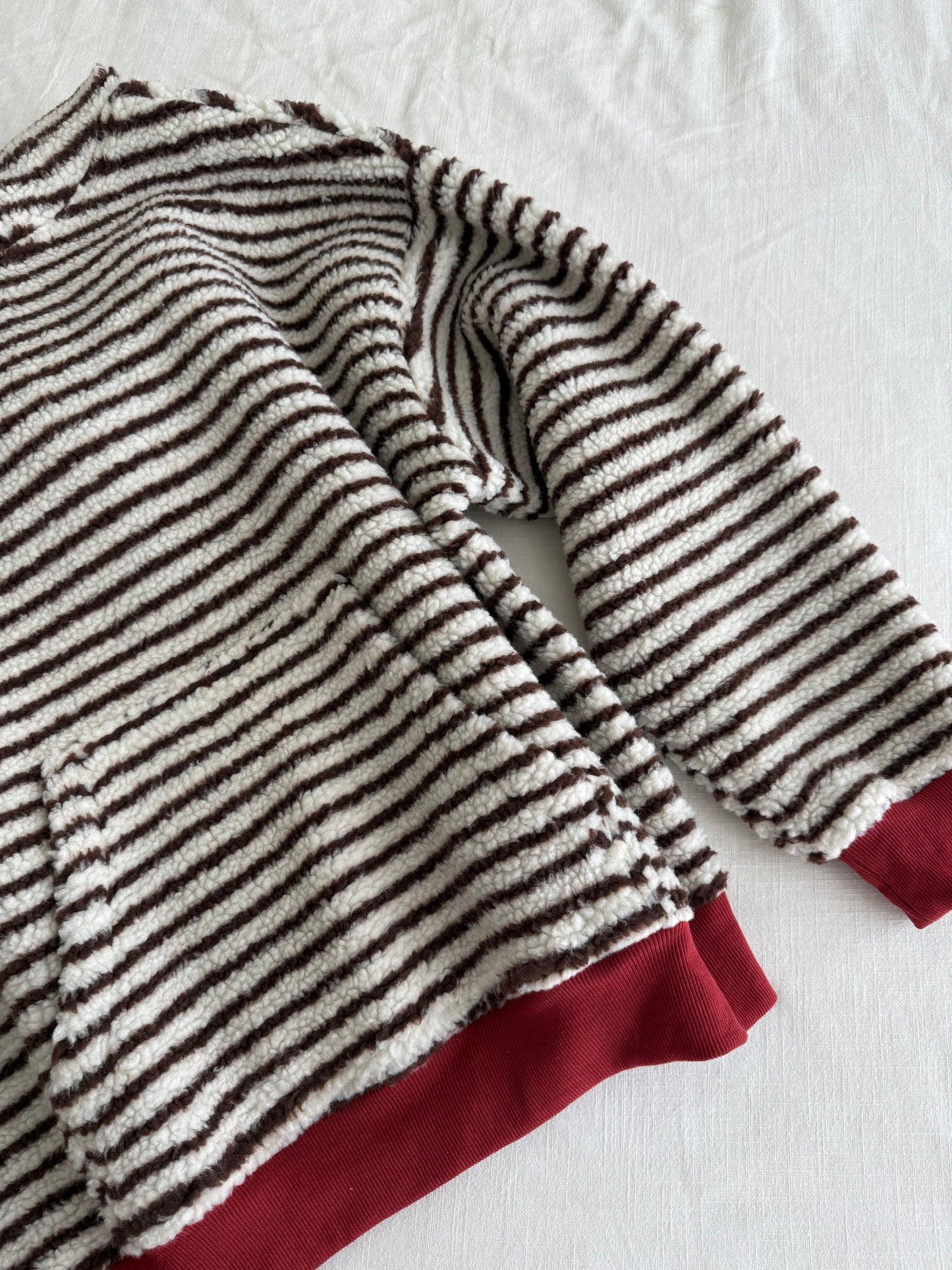 Teddy Striped Hoodie, Brown & Red