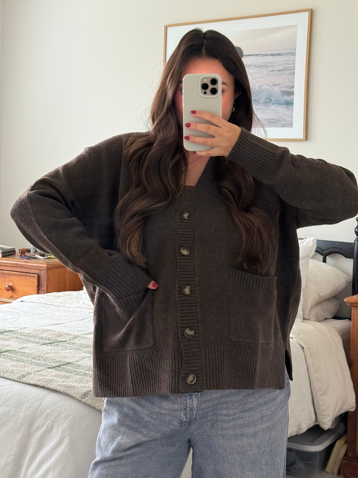 Chestnut Oversized Cardigan, Brown