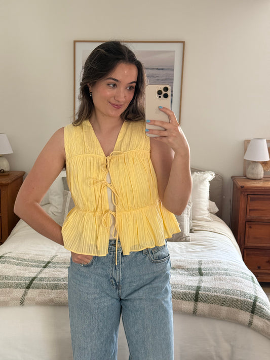 Golden Hour Tie Front Tank, Yellow