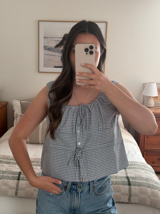Iced Tea Gingham Tank, Blueberry