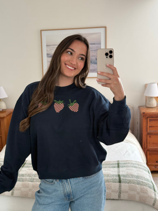 Strawberry Fields Crewneck, Navy