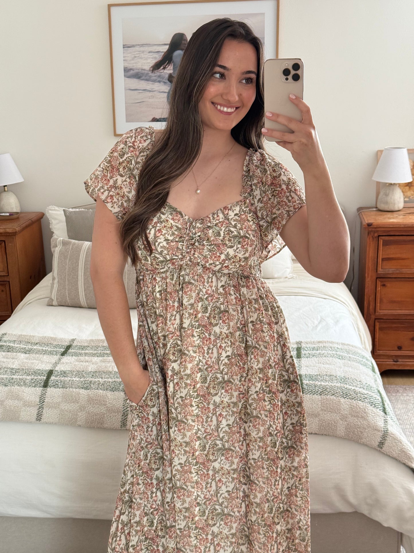 Garden Maxi Dress, Light Olive