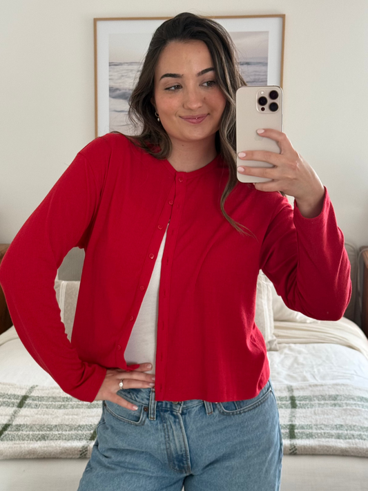 Cherry Pie Cardigan, Red