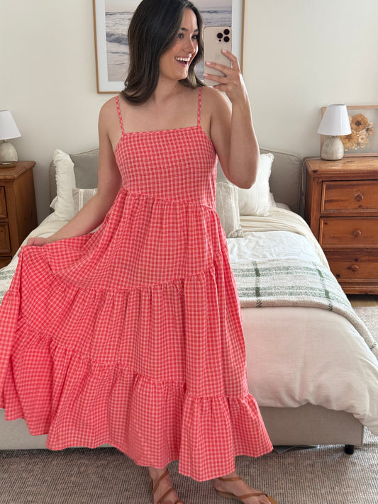 Picnic Date Dress, Coral