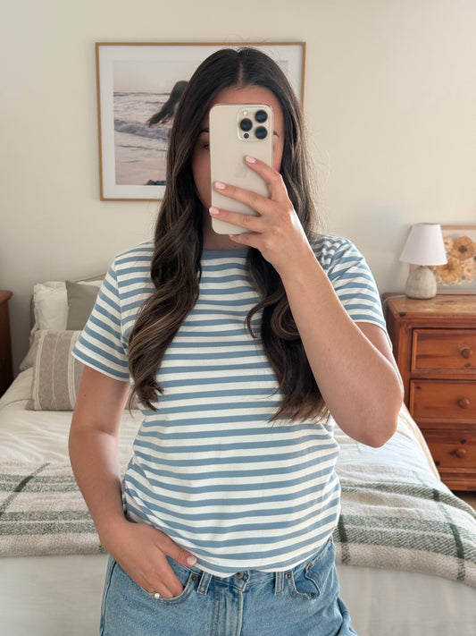 Timeless Striped Tee, Light Blue