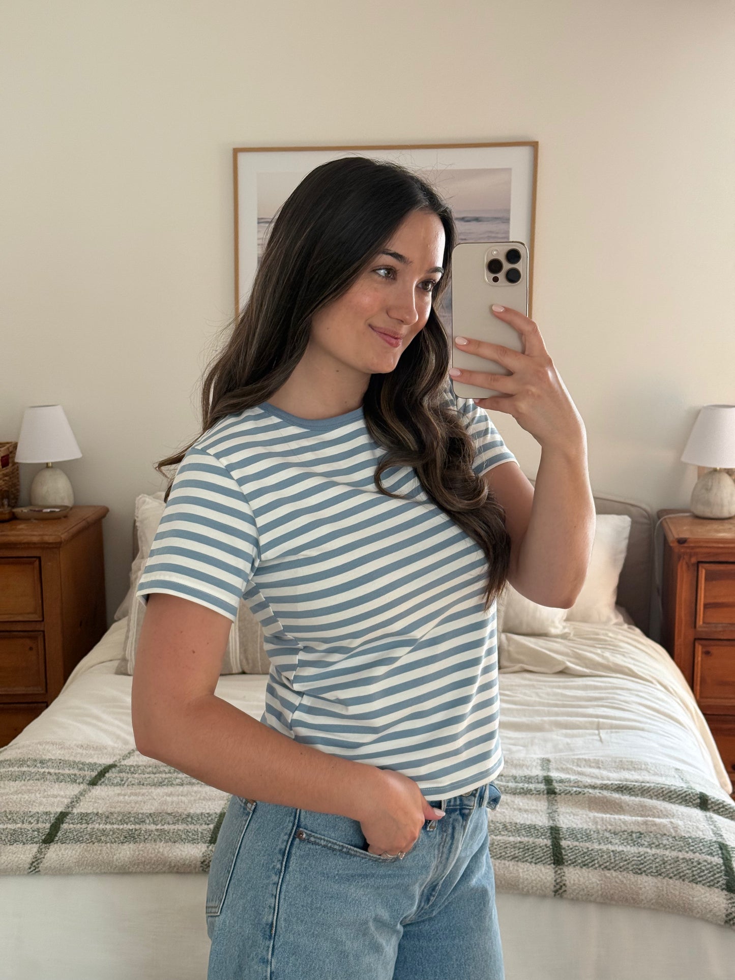 Timeless Striped Tee, Light Blue