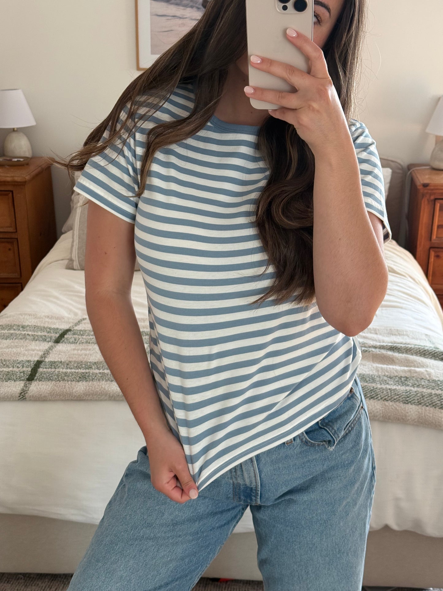 Timeless Striped Tee, Light Blue