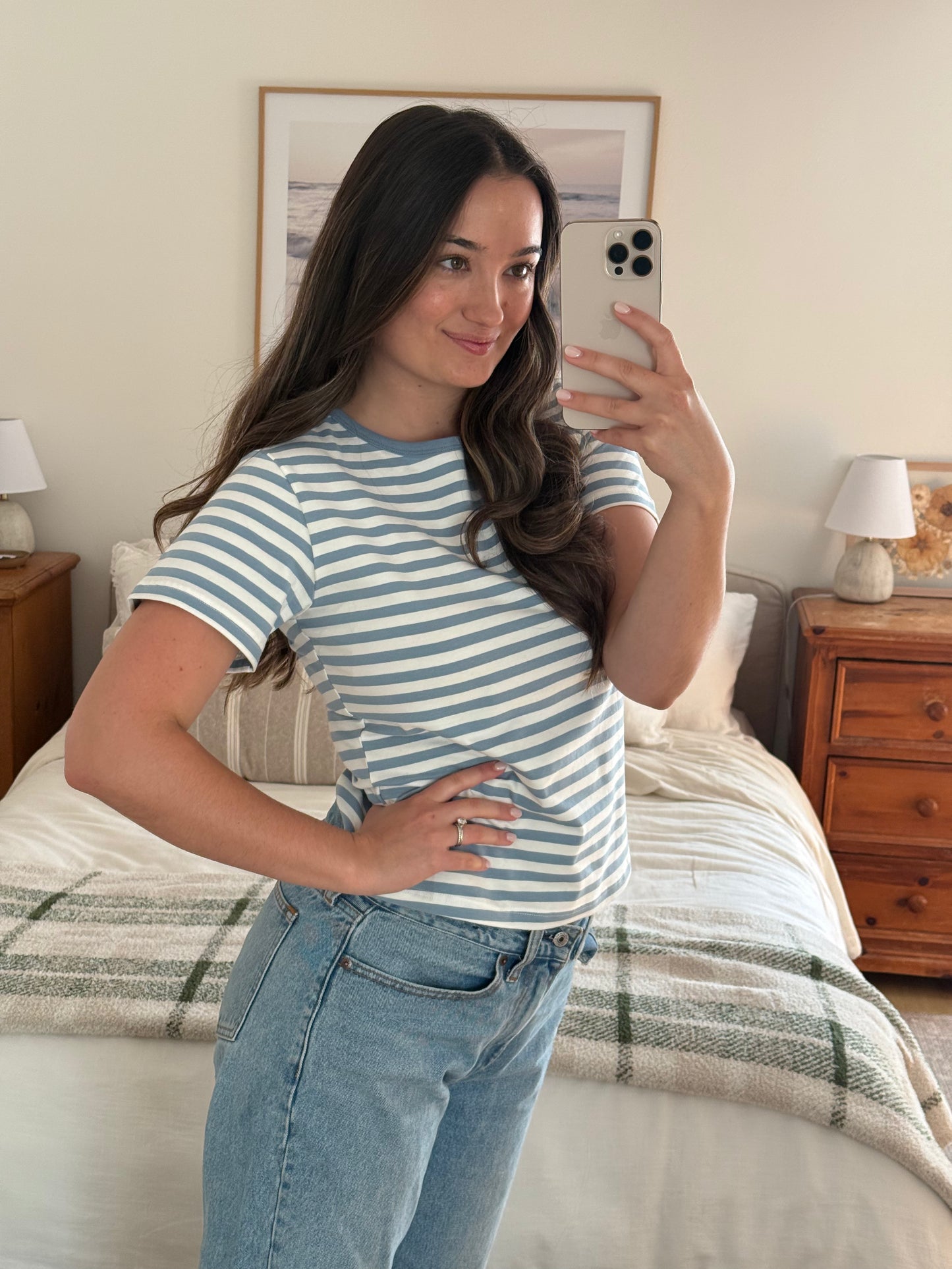 Timeless Striped Tee, Light Blue