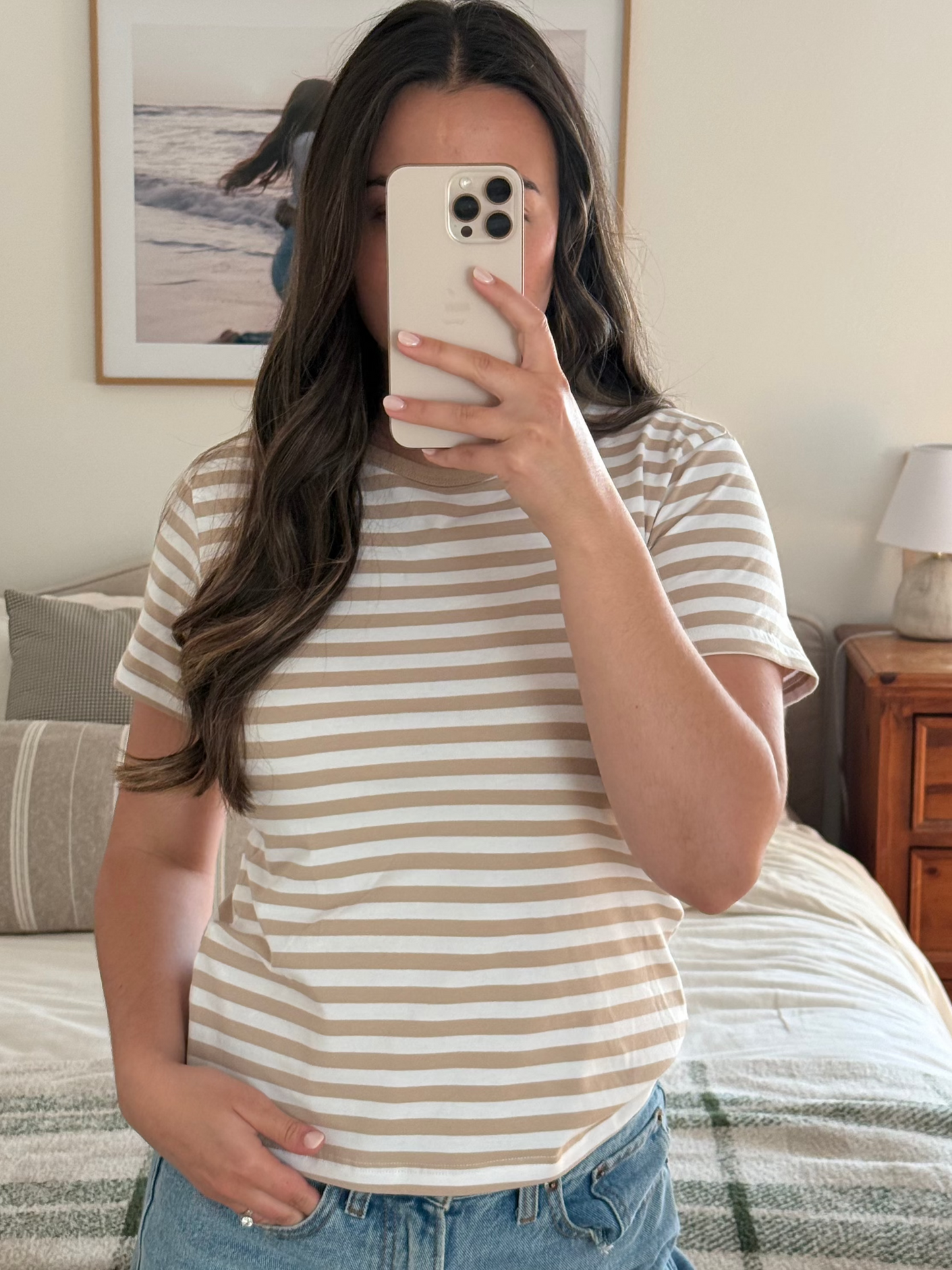 Timeless Striped Tee, Tan