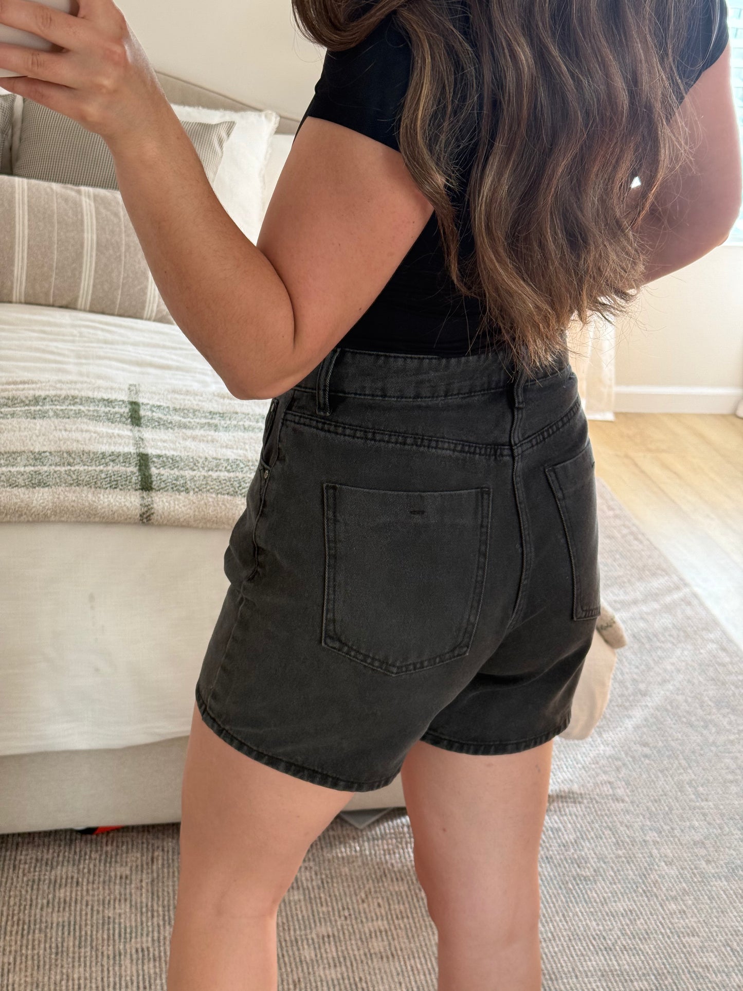California Denim Shorts, Charcoal