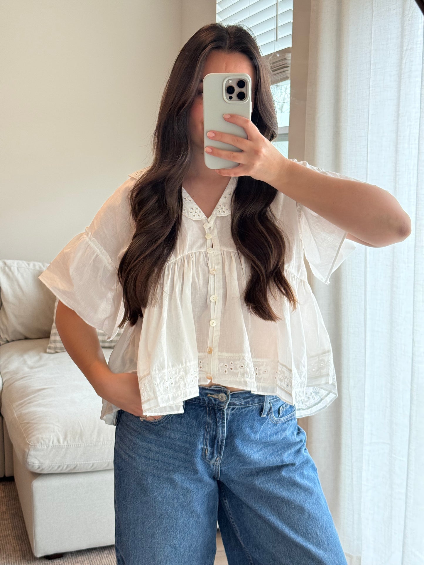 Heirloom Eyelet Collared Blouse