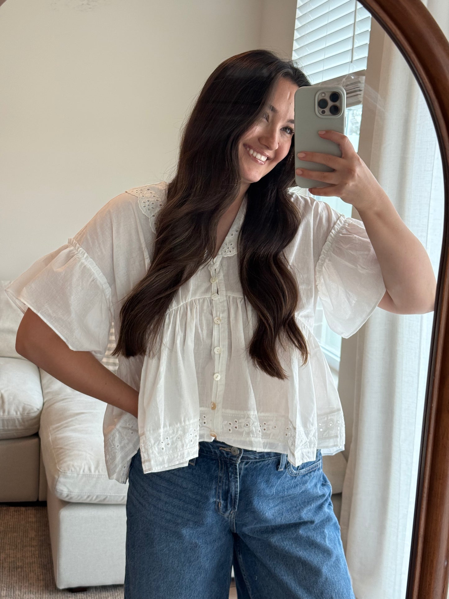 Heirloom Eyelet Collared Blouse