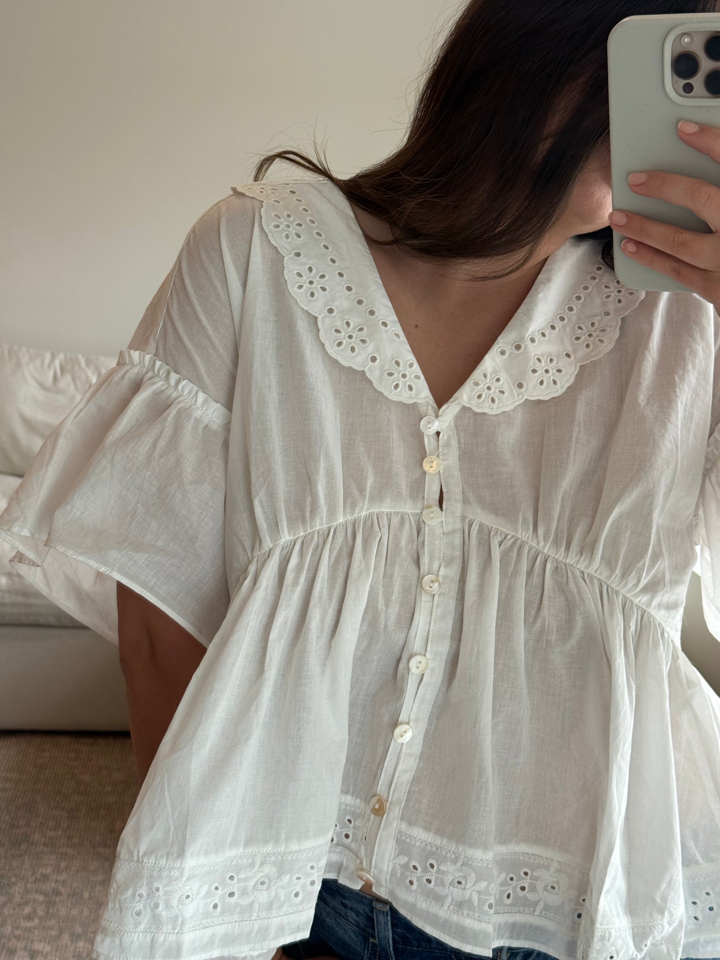 Heirloom Eyelet Collared Blouse