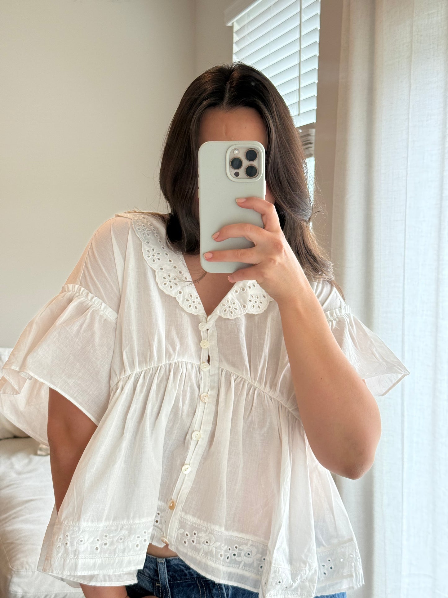 Heirloom Eyelet Collared Blouse