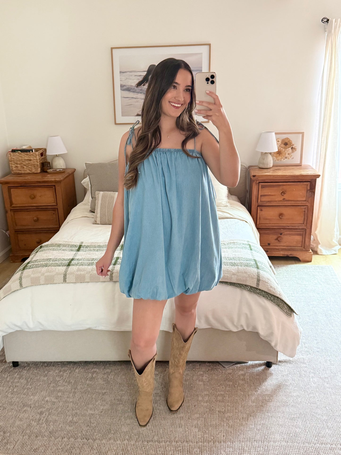 Magnolia Bubble Hem Dress, Denim