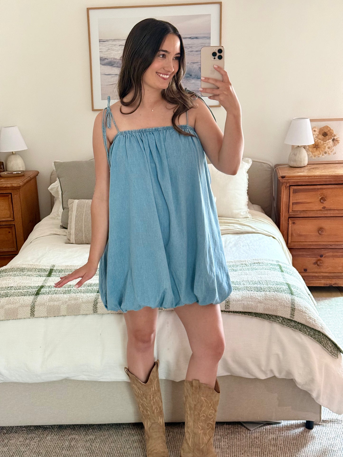 Magnolia Bubble Hem Dress, Denim