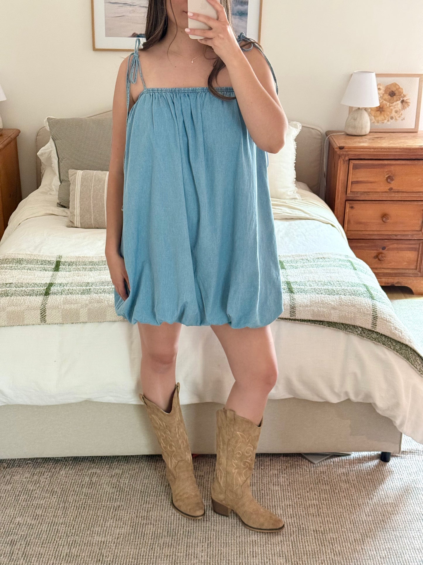 Magnolia Bubble Hem Dress, Denim