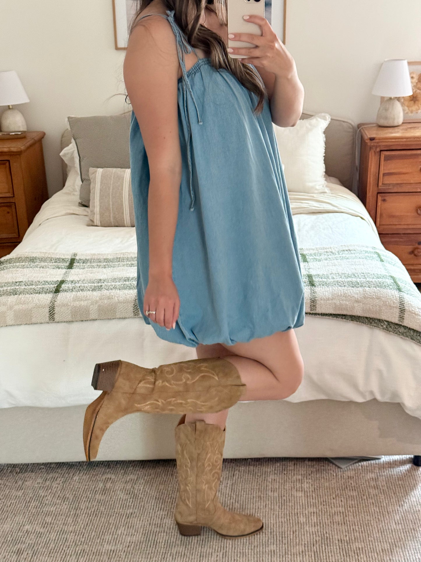 Magnolia Bubble Hem Dress, Denim