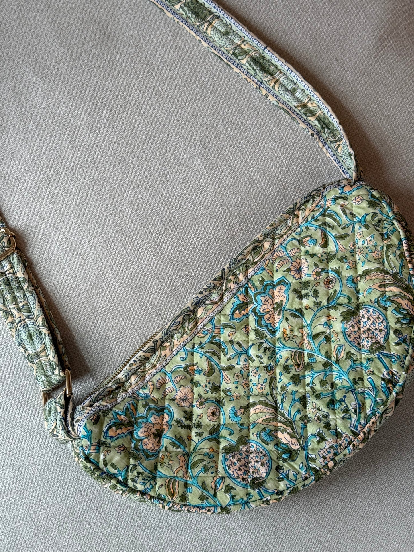 Paisley Quilted Crescent Bag