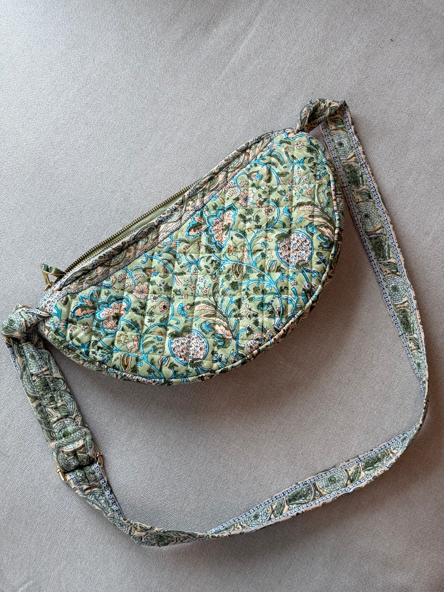 Paisley Quilted Crescent Bag