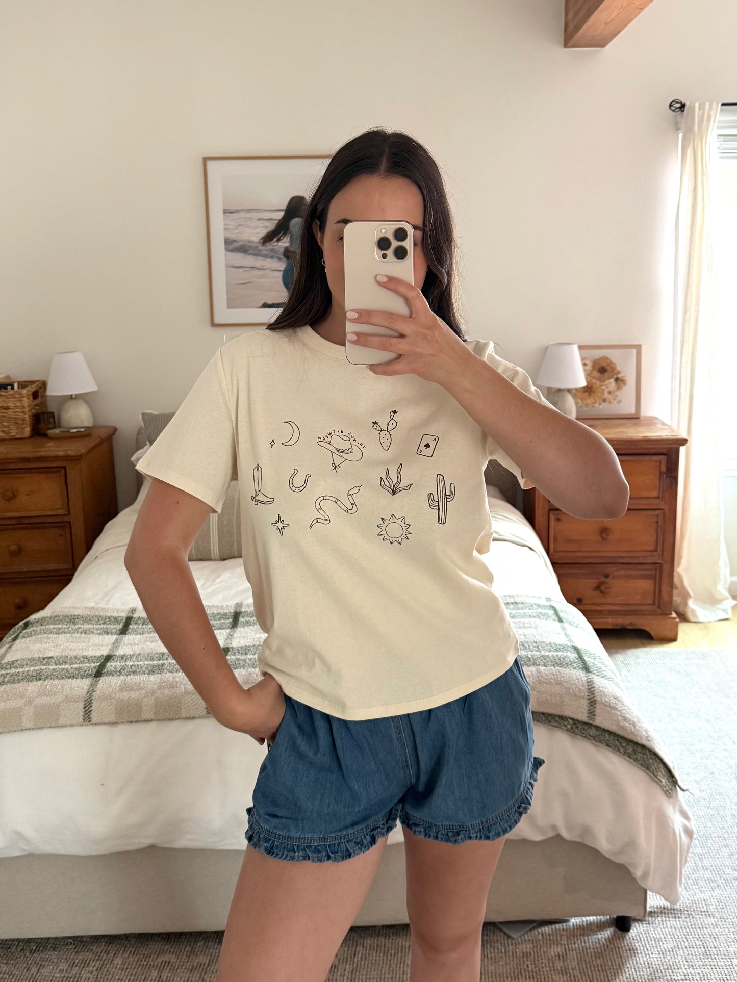 Western Graphic Tee, Tan