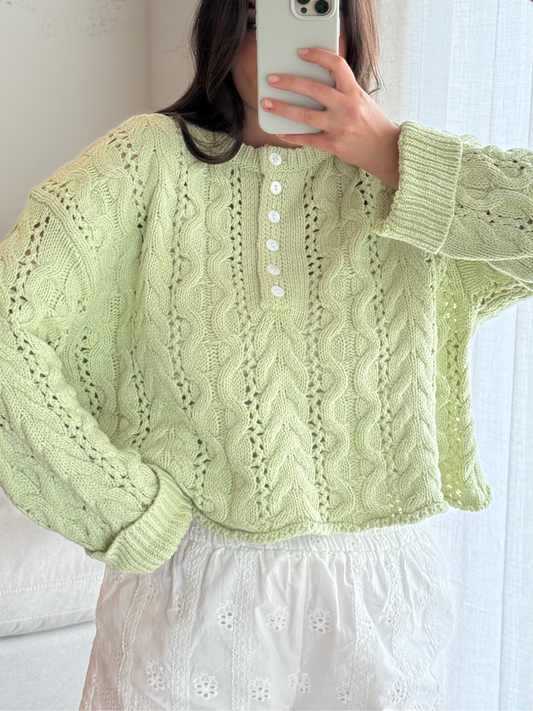 Pistachio Cable Knit Sweater