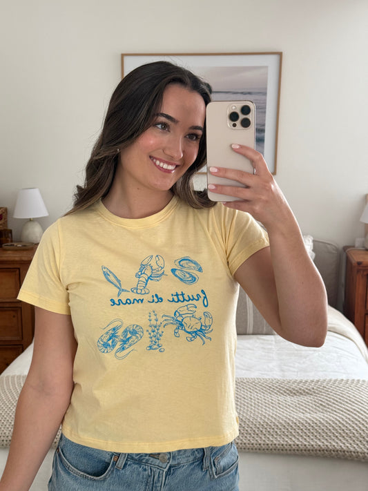 Fruit of the Sea Baby Tee, Yellow