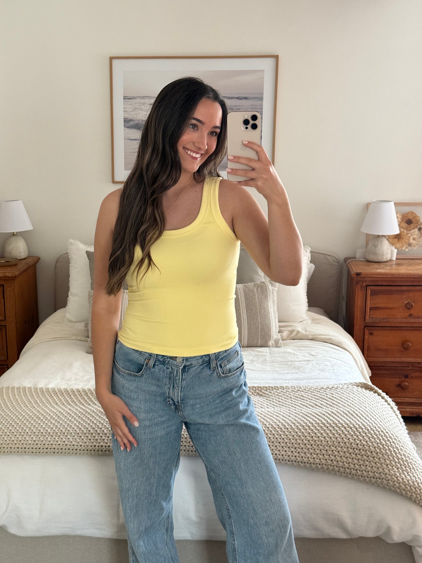 Reversible Ribbed Tank, Lemon