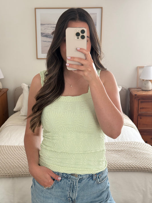 Textured Lace Tank, Pistachio