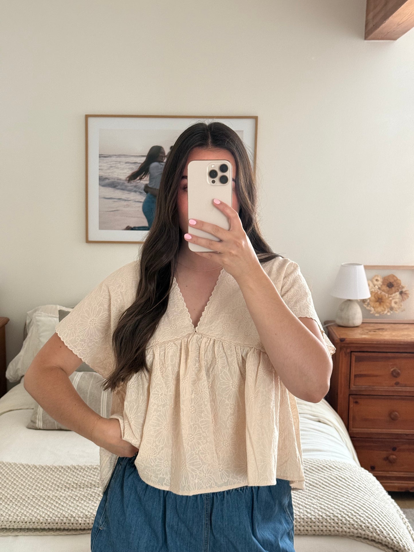 Driftwood Floral Blouse, Cream