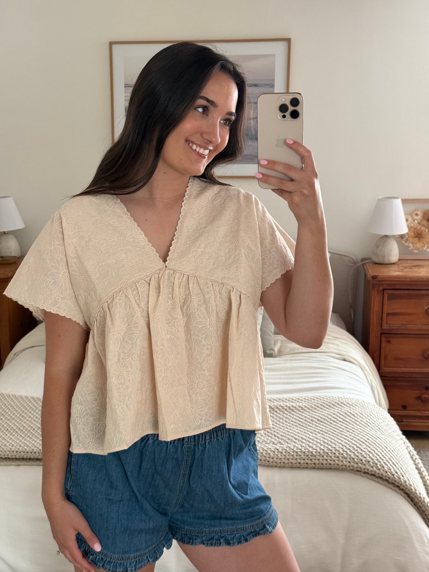 Driftwood Floral Blouse, Cream