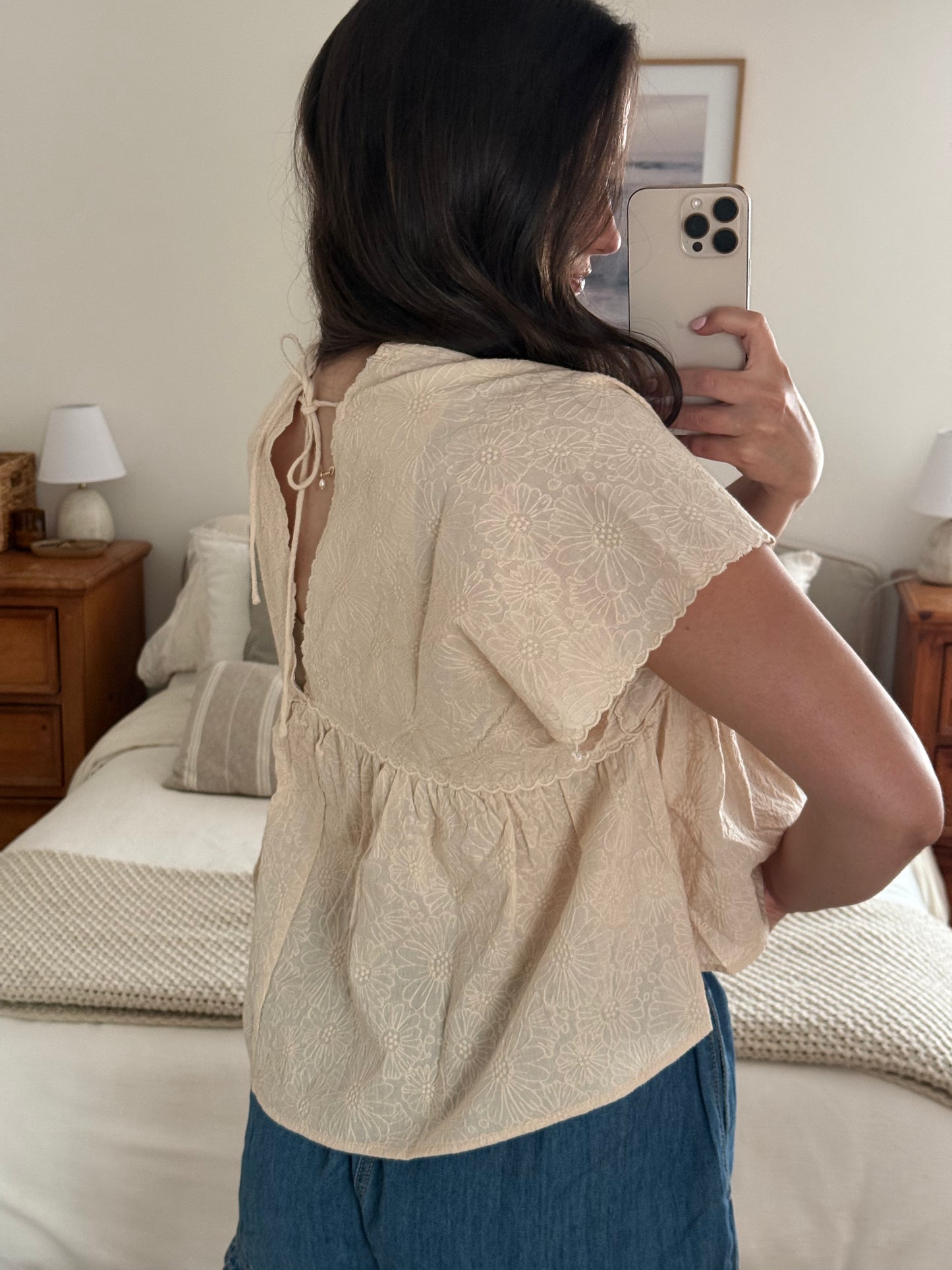 Driftwood Floral Blouse, Cream