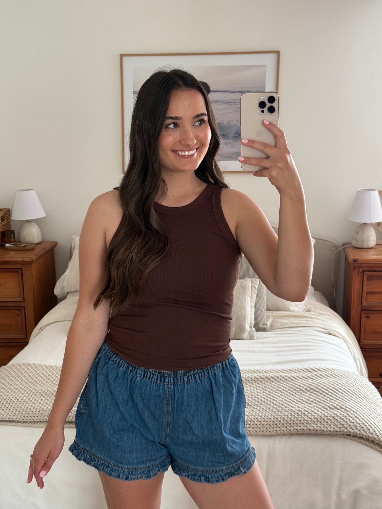 Reversible Ribbed Tank, Chocolate
