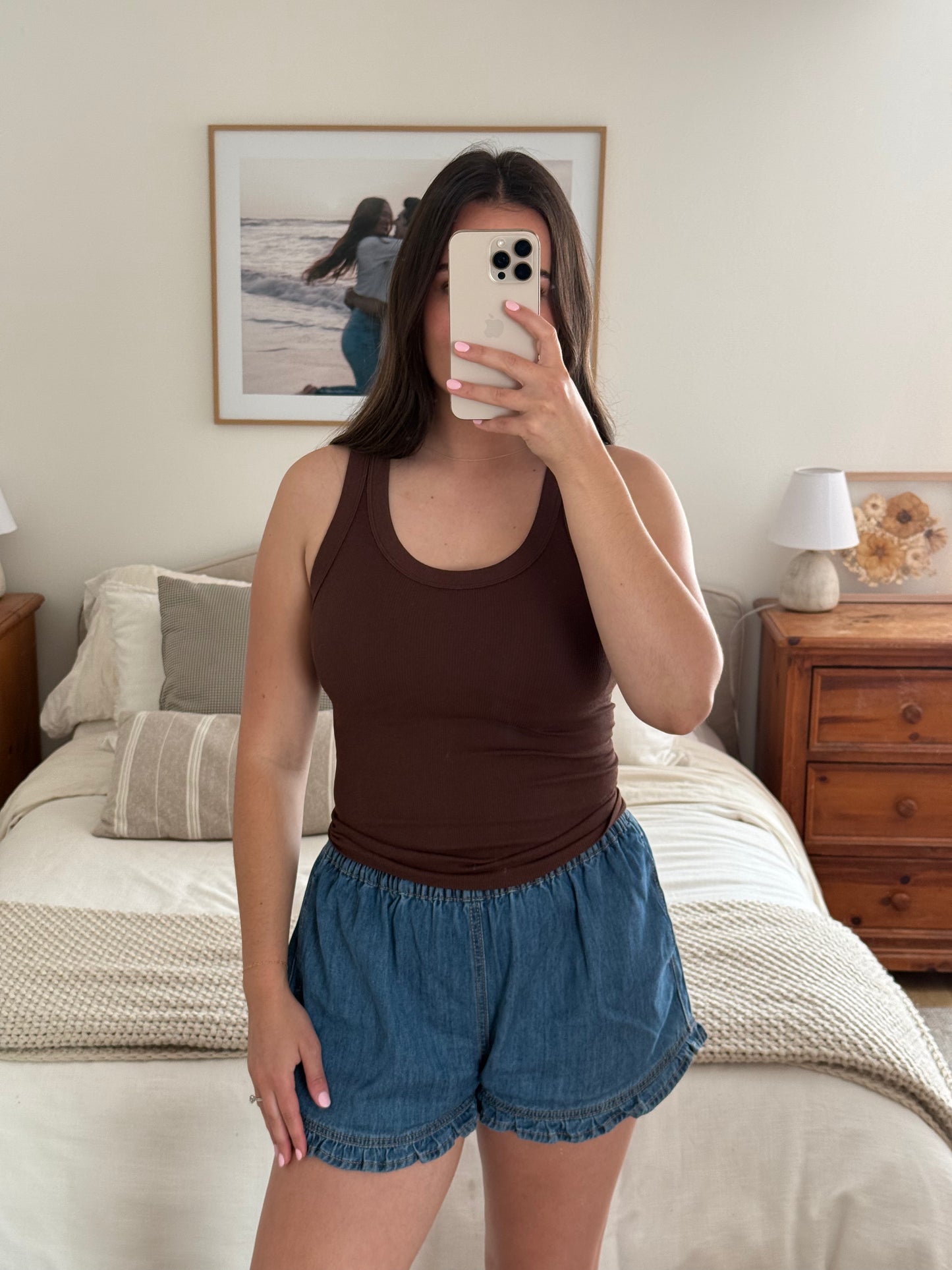 Reversible Ribbed Tank, Chocolate