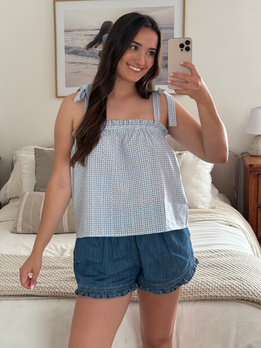Georgia Peach Tank, Gingham