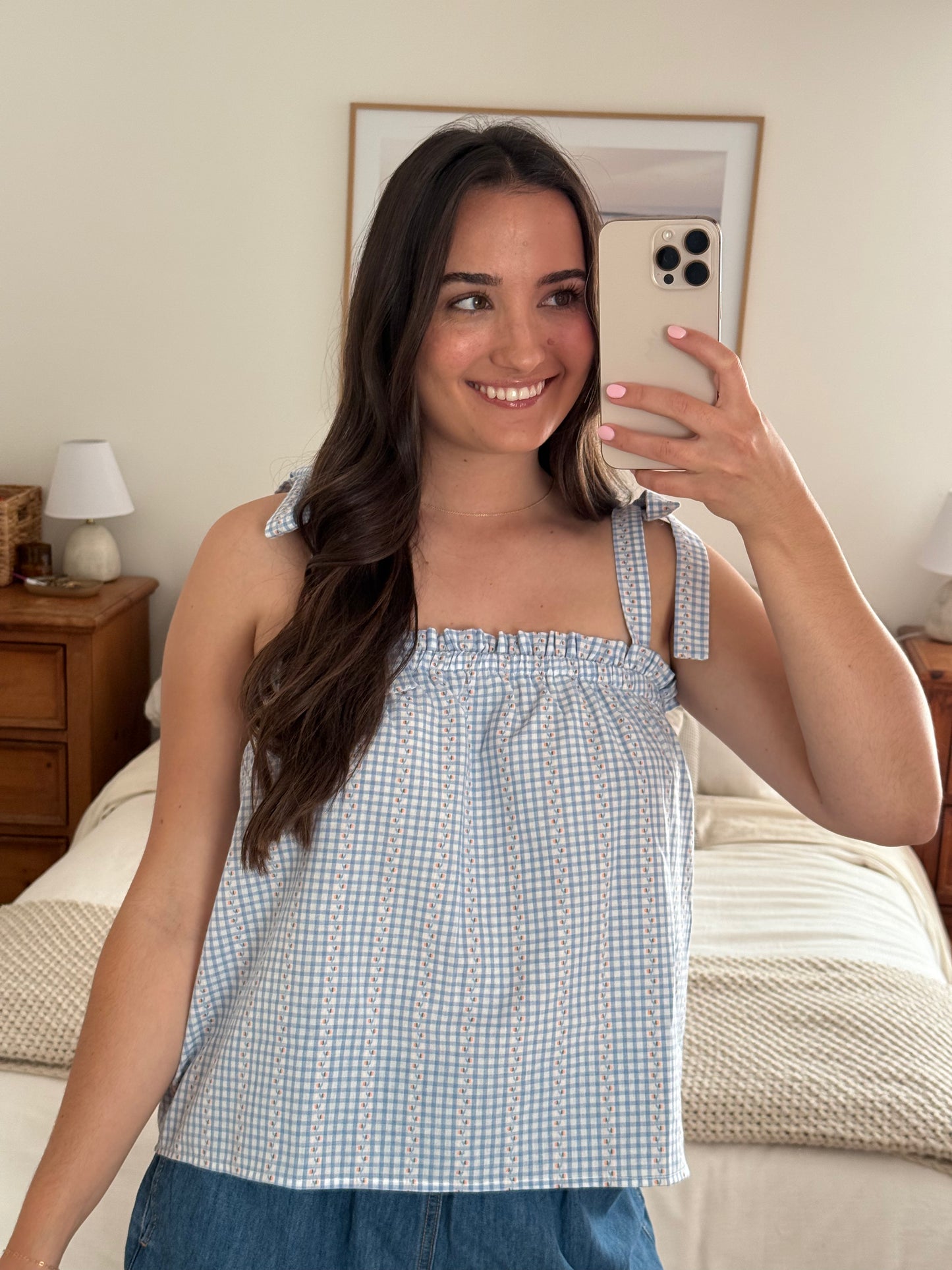 Georgia Peach Tank, Gingham