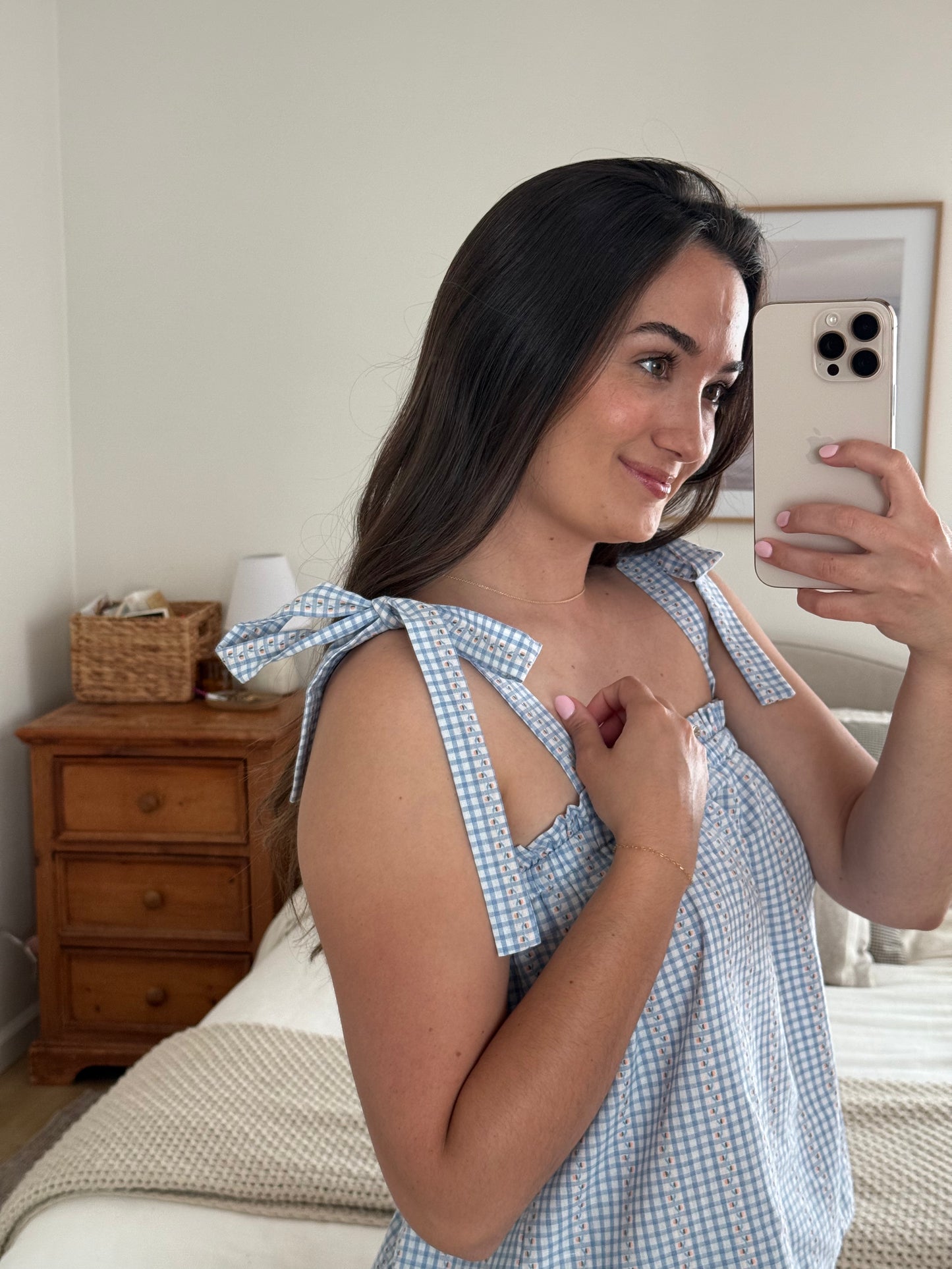 Georgia Peach Tank, Gingham