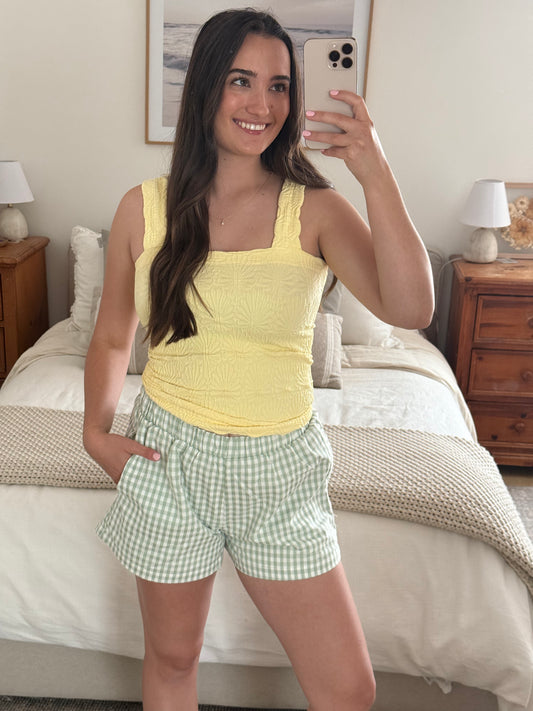 Textured Lace Tank, Lemon