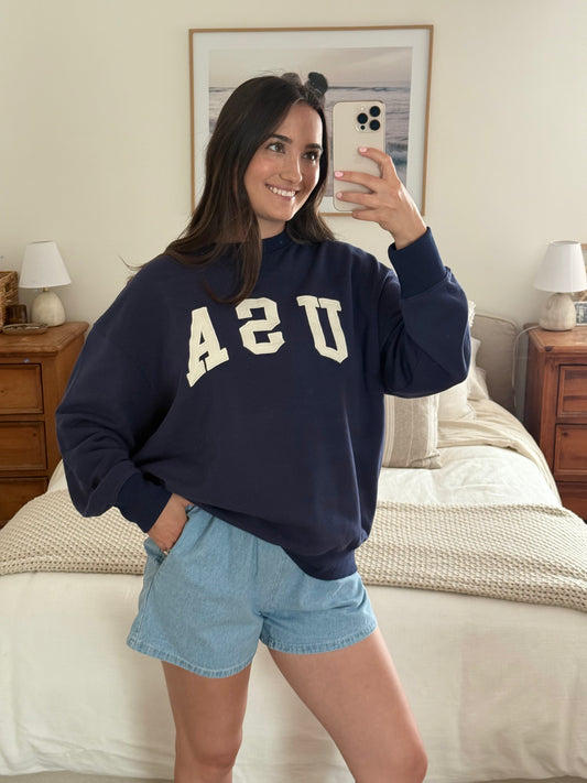 USA Crewneck, Navy