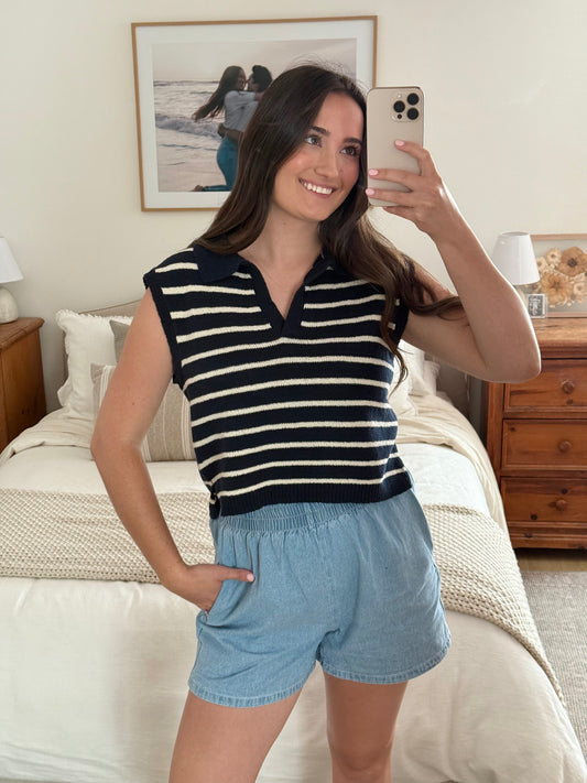 Yacht Club Sweater Tank, Navy