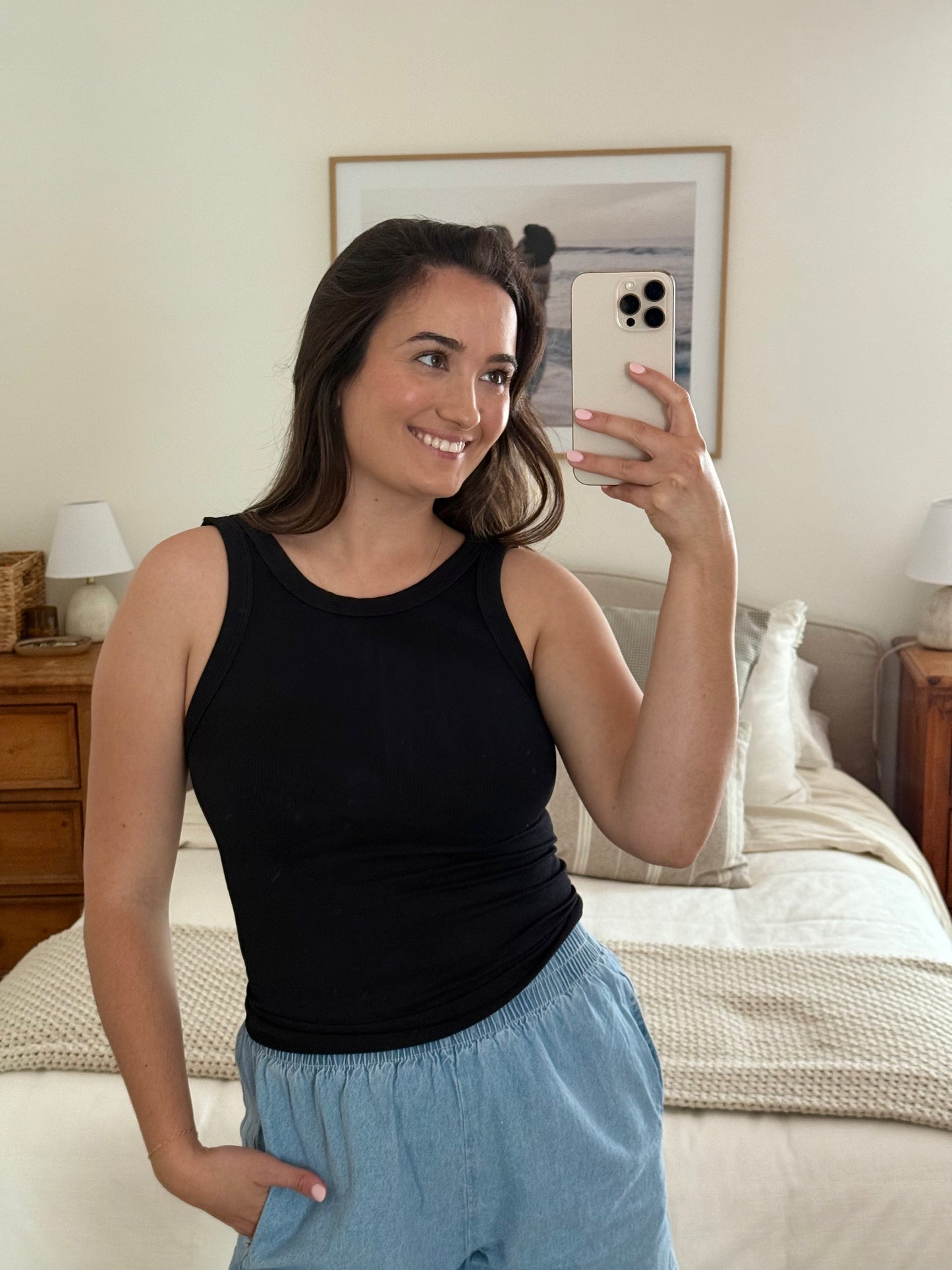 Reversible Ribbed Tank, Black